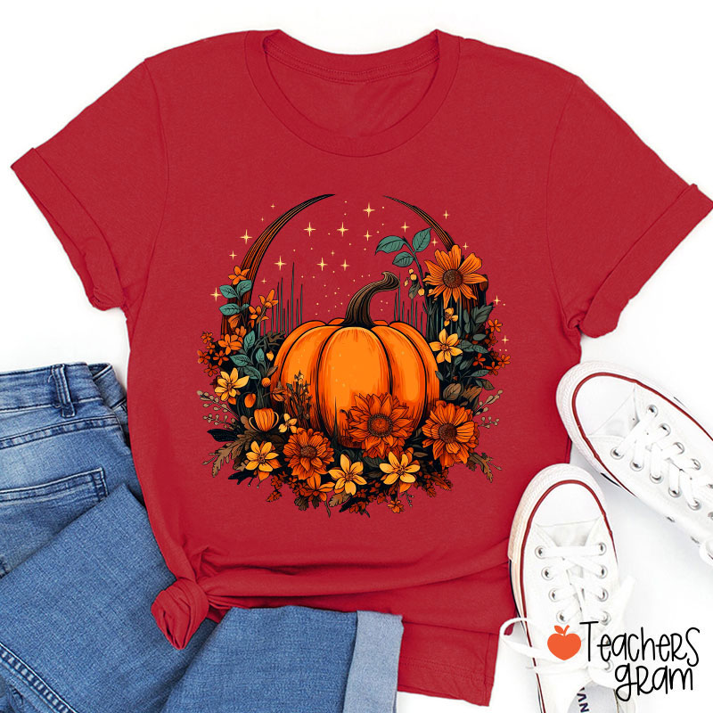 Fall Vibes Pumpkin Teacher T-Shirt