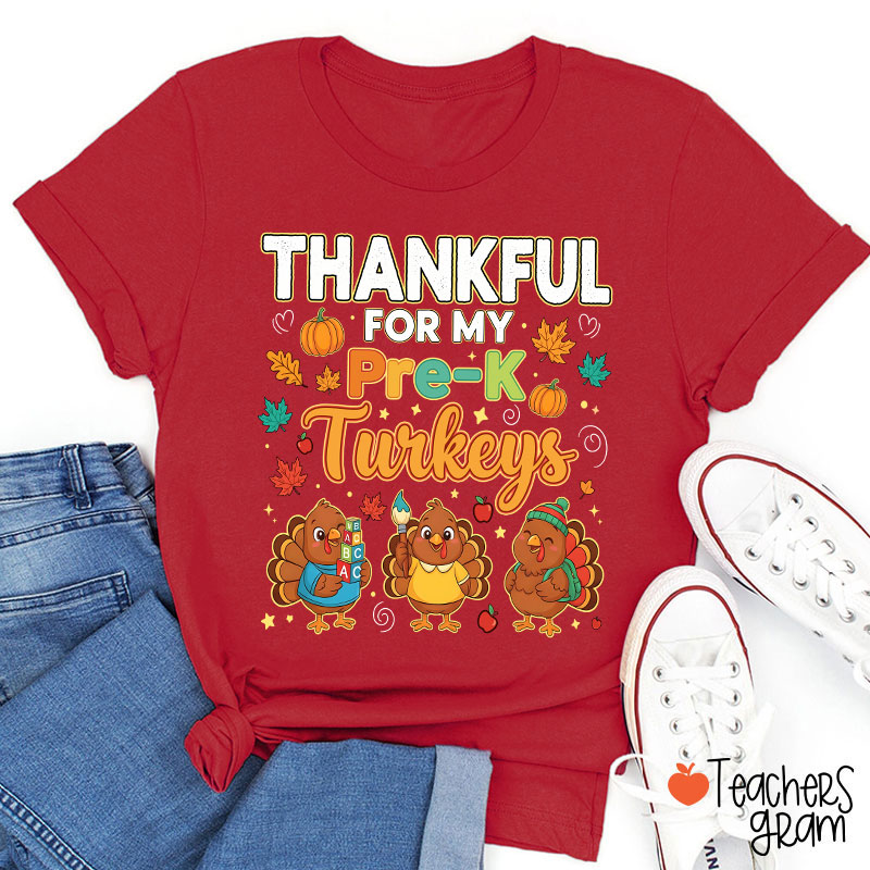 Personalized Grade Thankful For My Turkeys Teacher T-Shirt