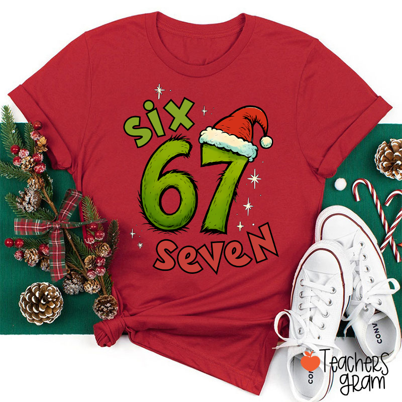 Six Seven Trending Christmas Teacher T-Shirt