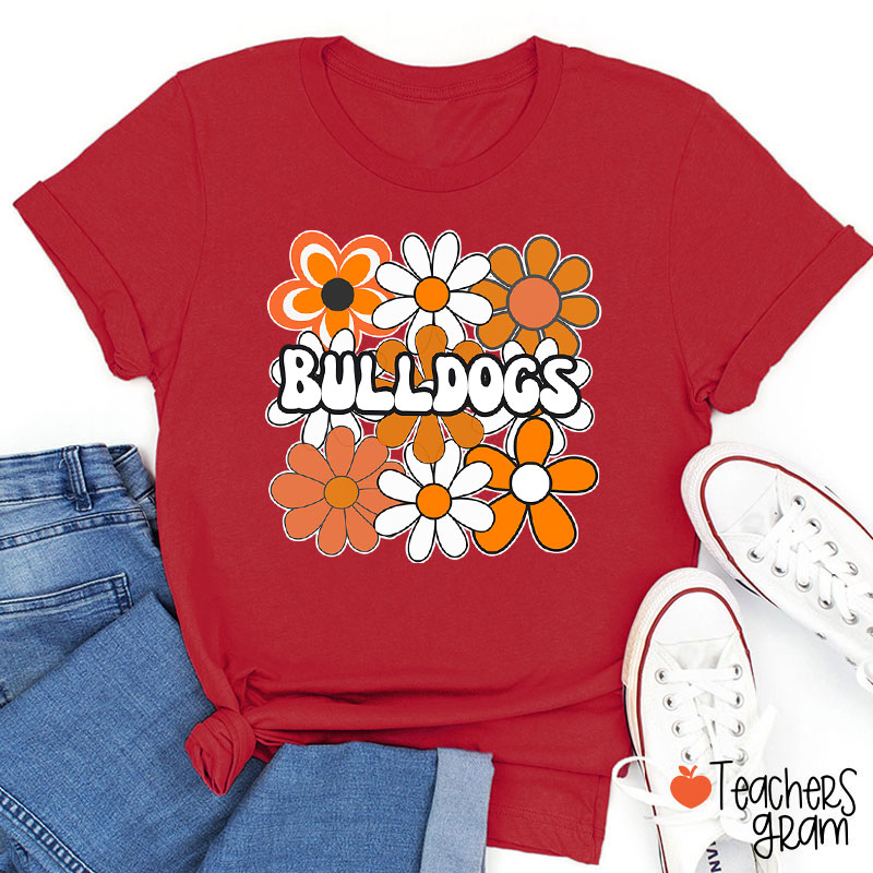 Personalized Mascot Flowers School Spirit Teacher T-Shirt