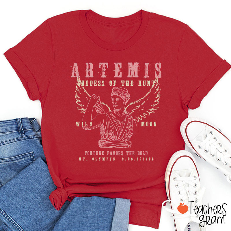 Artemis Goddess Of The Hunt Wild Moon Teacher T-Shirt
