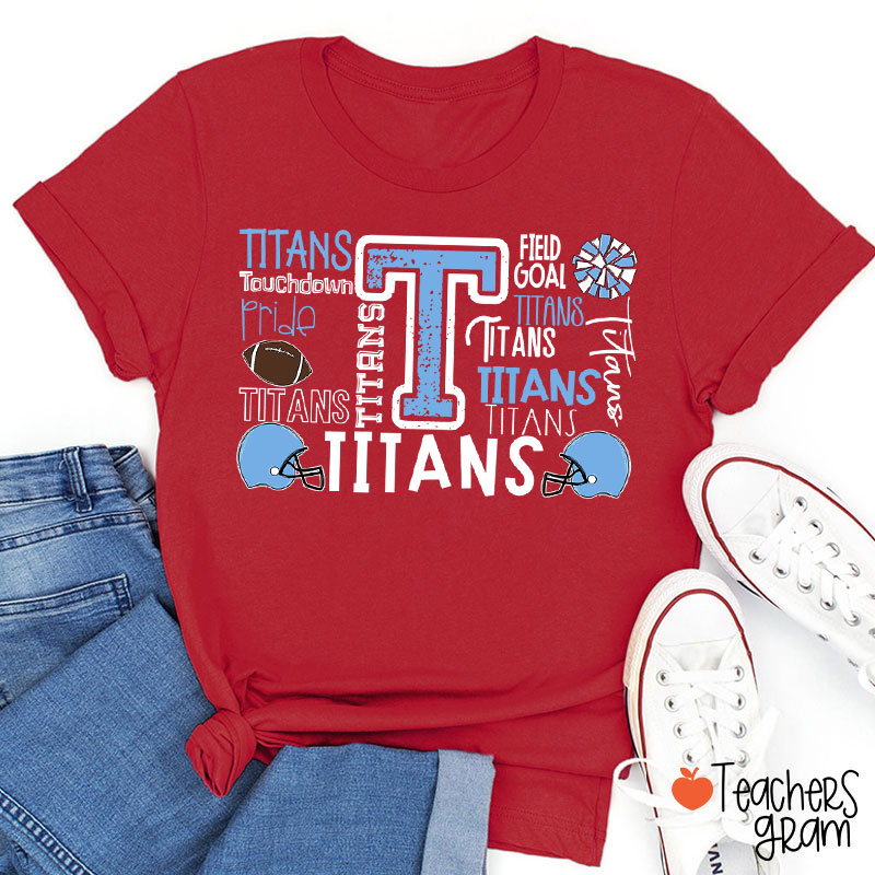 Personalized Mascot Football Pride Defense Field Goal Teacher T-Shirt