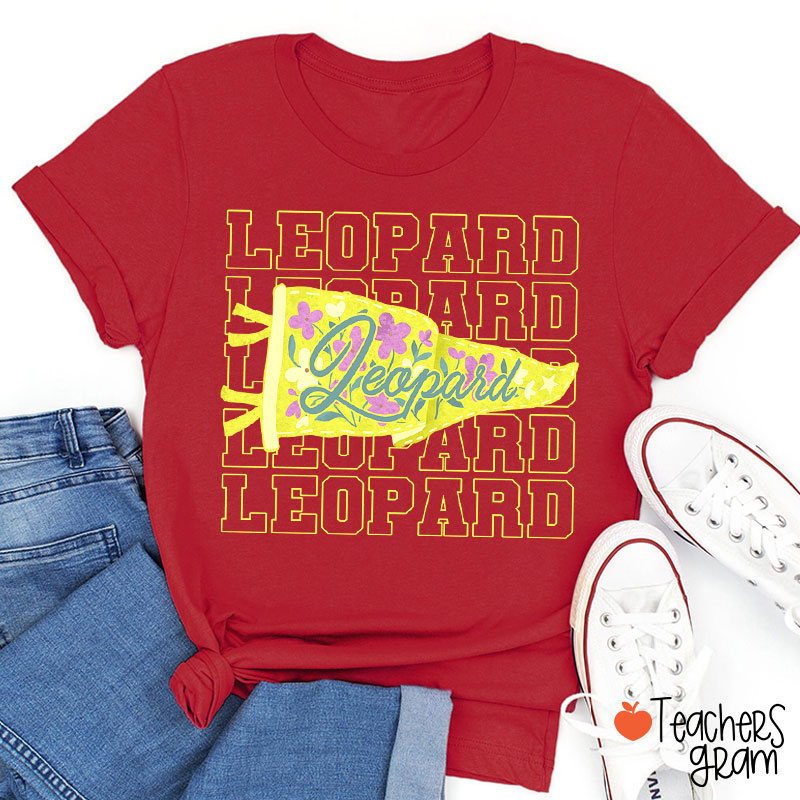 Personalized Mascot Flowers Pennant Teacher T-Shirt