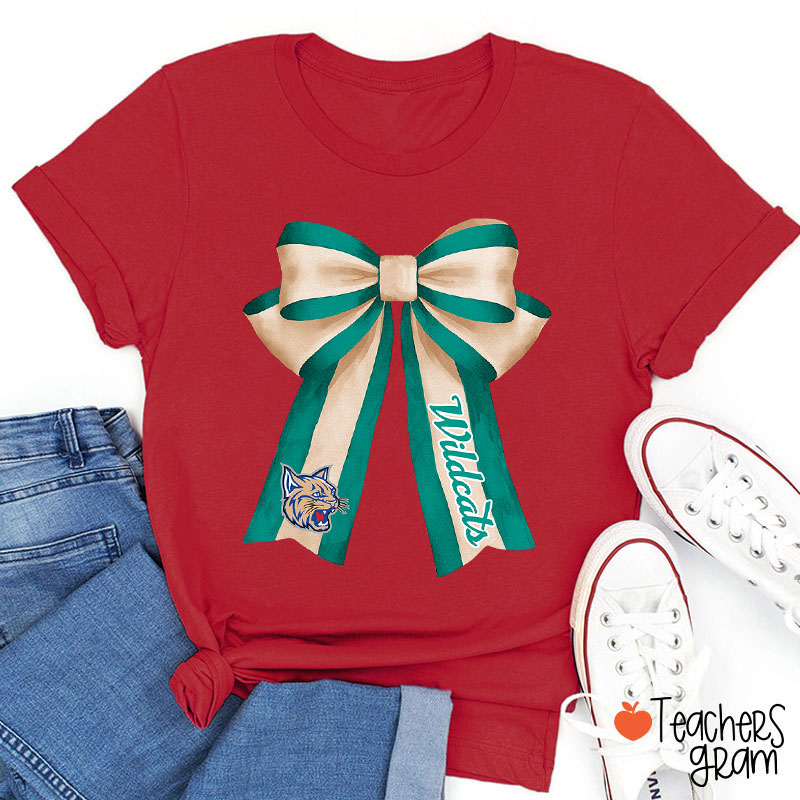 Personalized Mascot Coquette Bow Teacher T-Shirt