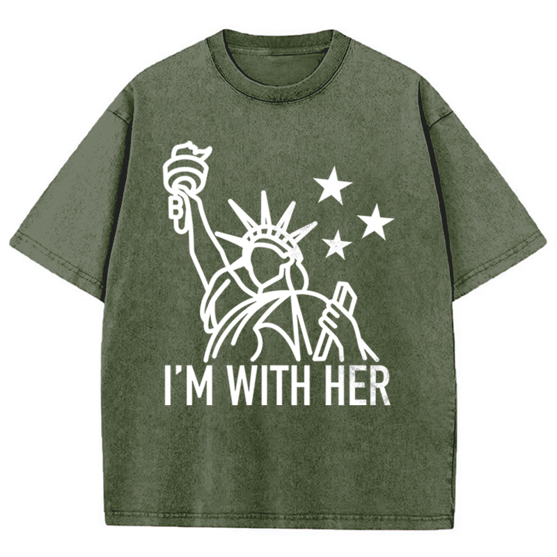 I'm With Her Teacher Washed T-Shirt