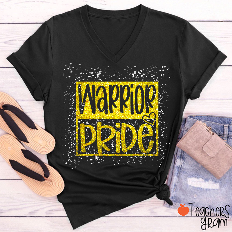 Personalized Mascot Confetti And Glitter Teacher Female V-Neck T-Shirt