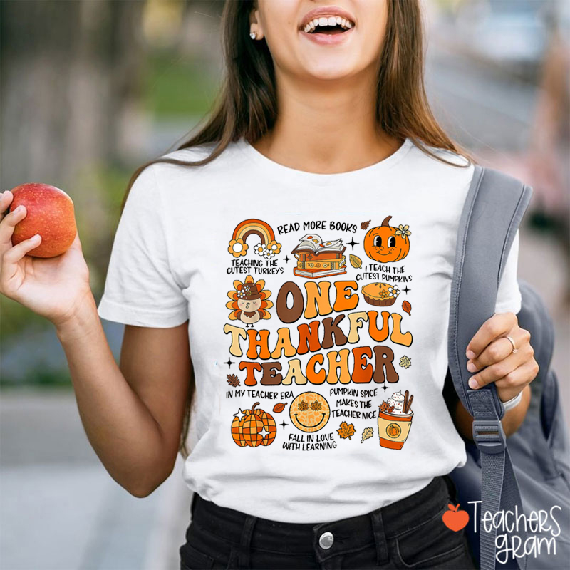One Thankful Teacher Fall In Love With Learning Teacher T-Shirt