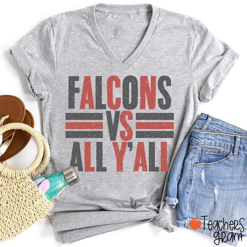 Personalized Mascot All Y'all School Spirit Teacher Female V-Neck T-Shirt