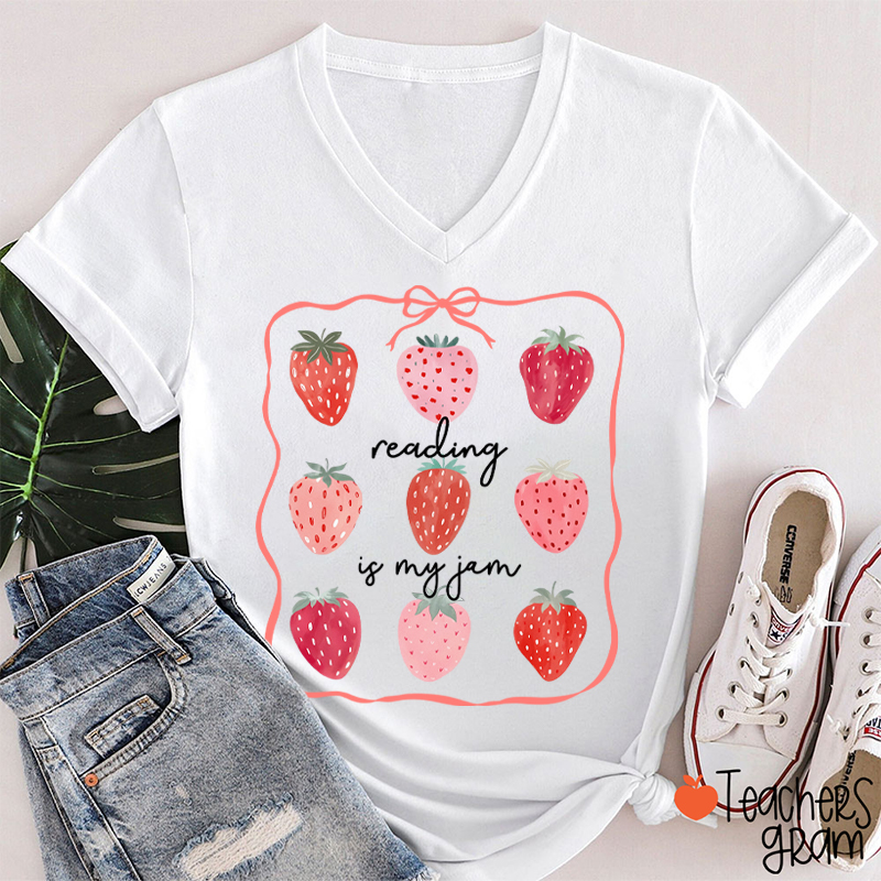 Personalized Grade You Are My Jam Teacher Female V-Neck T-Shirt