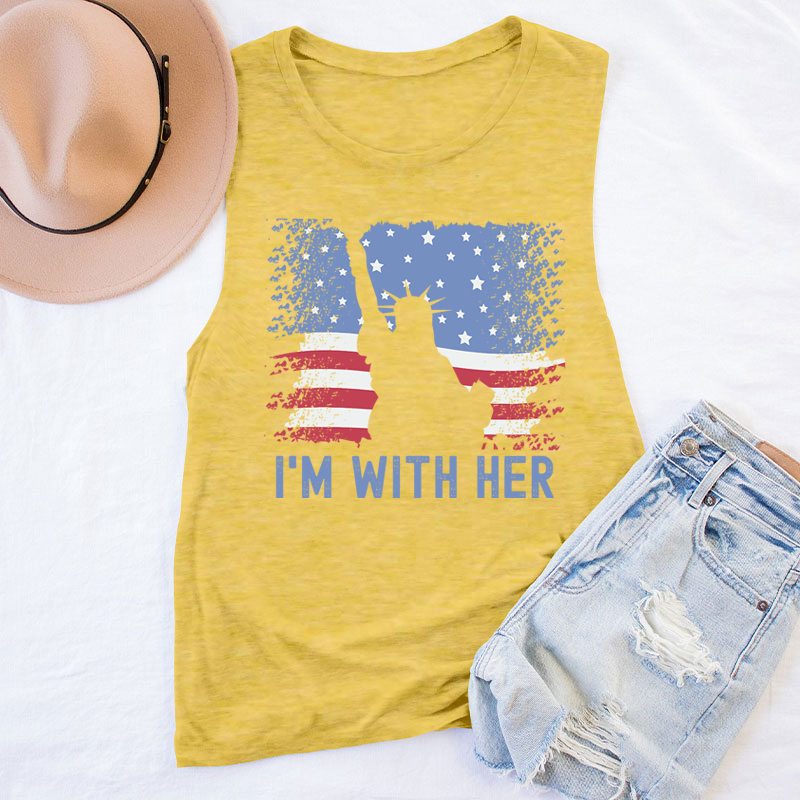 America Flag I'm With Her Teacher Tank Top