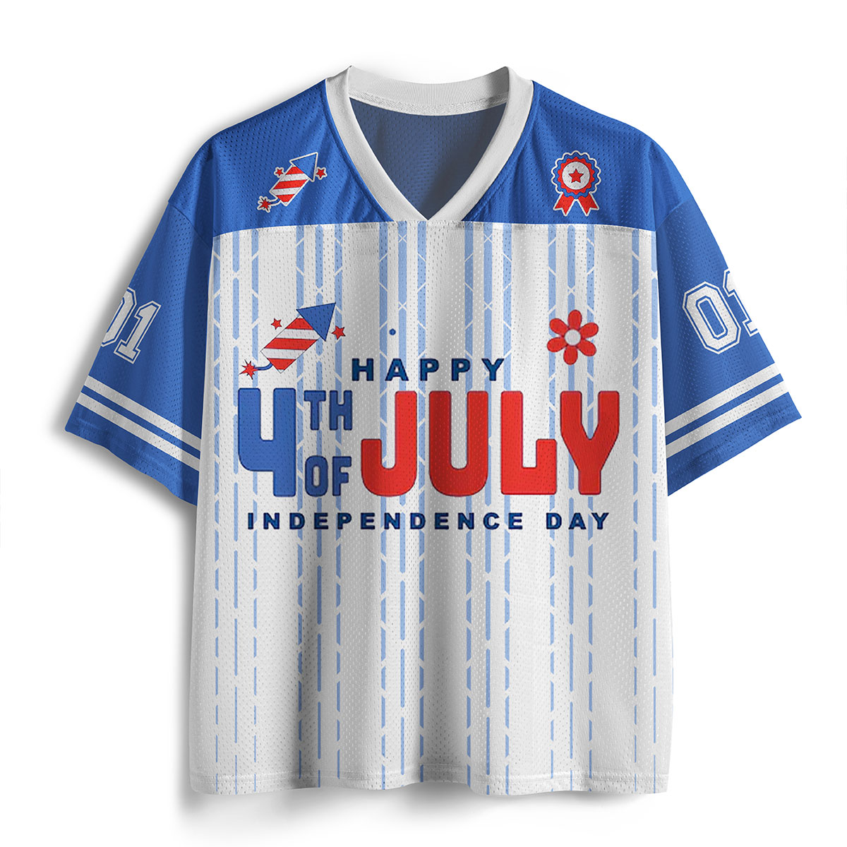 Happy The Fourth Of July Independence Day Teacher Mesh Jersey