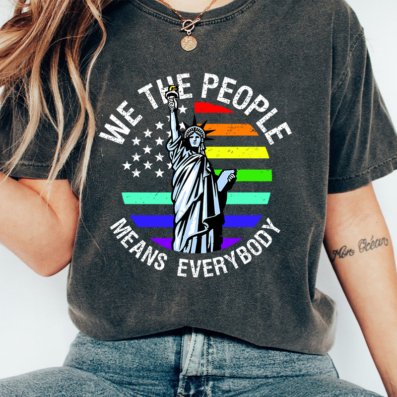 We The People Means Everybody Teacher Washed T-Shirt