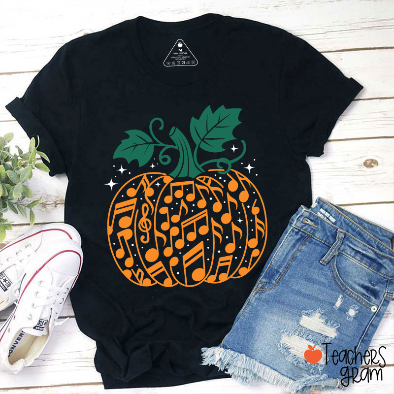 Music Note Pumpkin Teacher T-Shirt