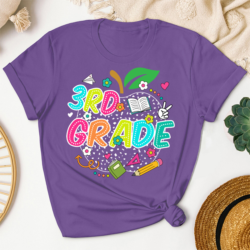 Personalized Neon Lights Apple Teacher T-Shirt