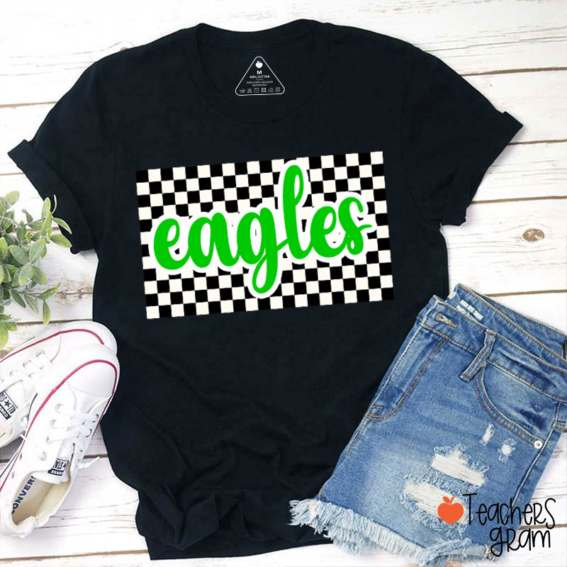 Personalized Retro Style Checkerboard Teacher T-Shirt