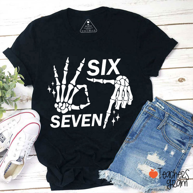 67 Halloween Skeleton Hands Teacher T-Shirt