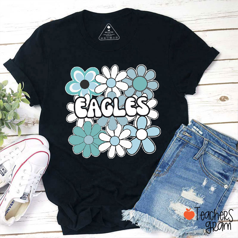 Personalized Mascot Flowers School Spirit Teacher T-Shirt