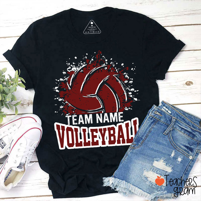 Personalized Team Name And Sport Splash Effect Teacher T-Shirt