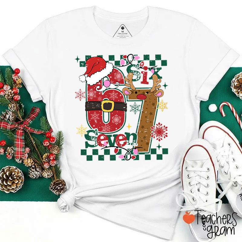 Six Seven Christmas Vibes Teacher T-Shirt