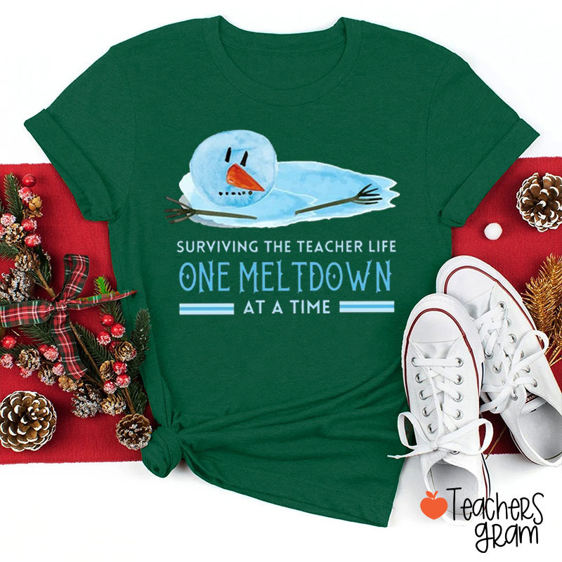 Surviving The Teacher Life One Meltdown At A Time Teacher T-Shirt