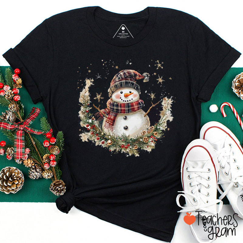 Shining Snowman In Winter Teacher T-Shirt