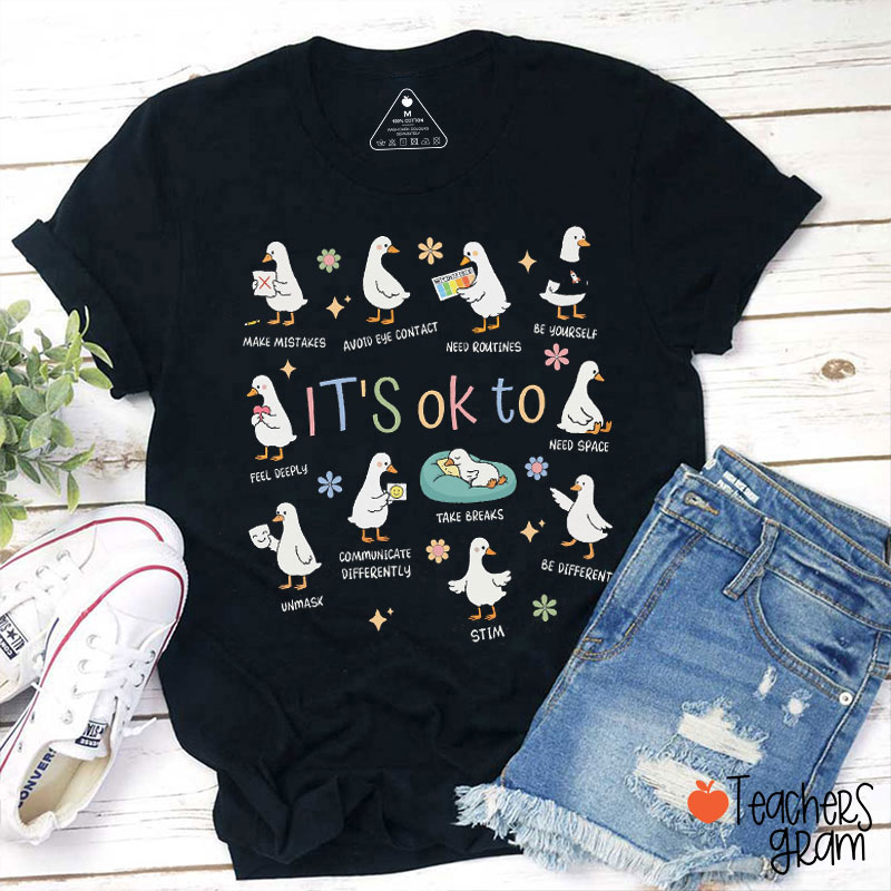 It's Ok To Make Mistakes Cute Geese Teacher T-Shirt