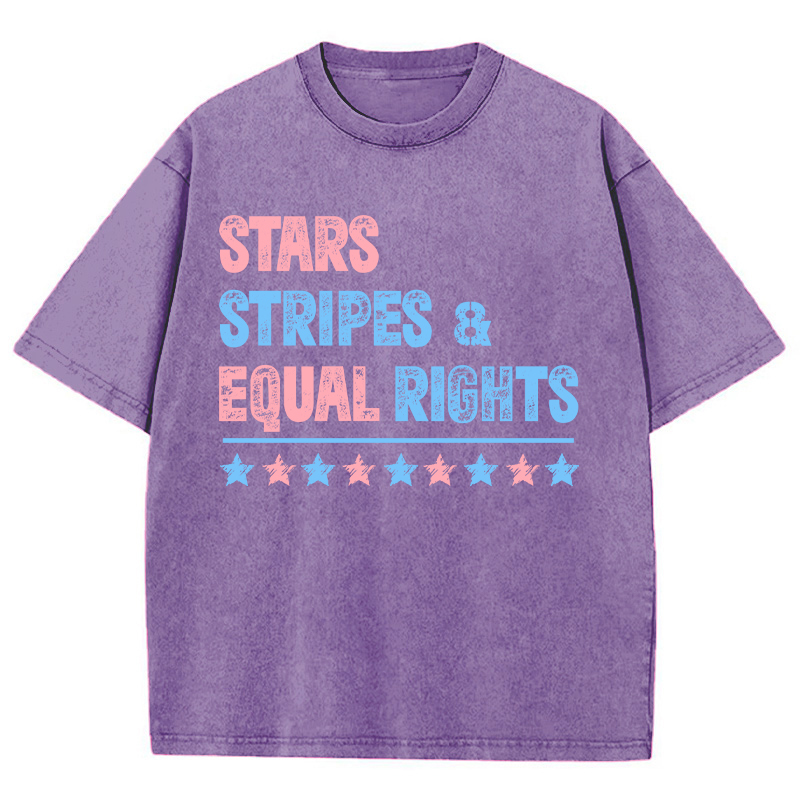 Stars Stripes And Equal Rights Teacher Washed T-Shirt