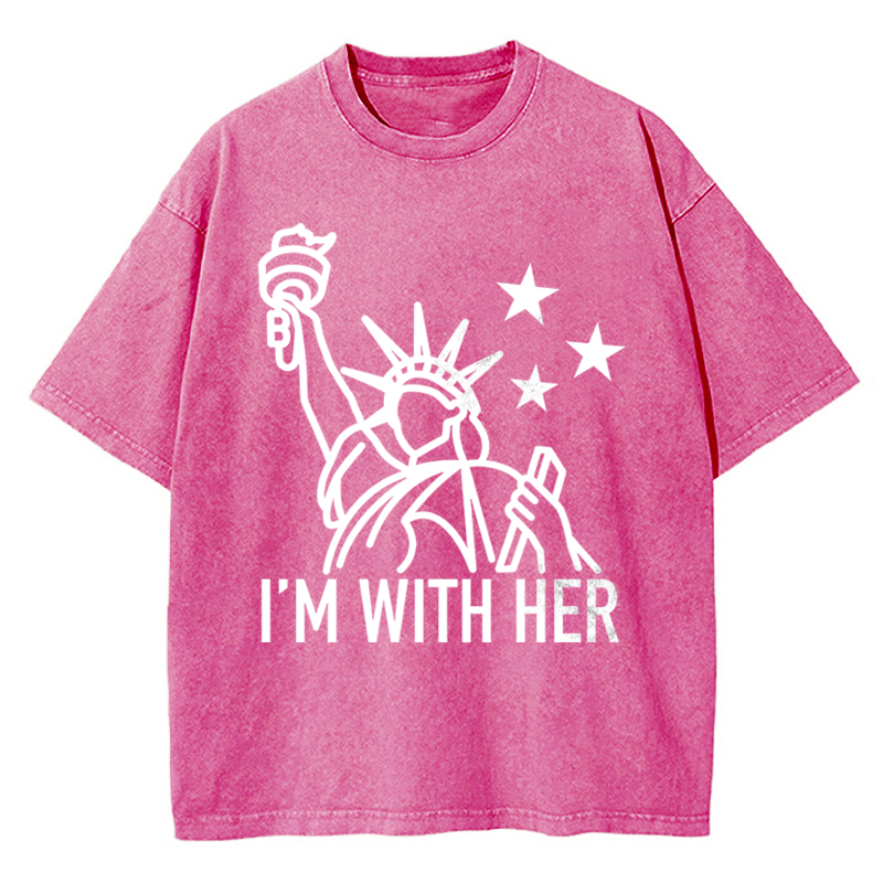 I'm With Her Teacher Washed T-Shirt