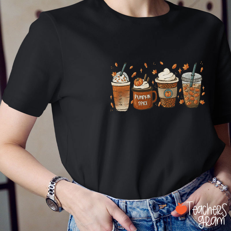 Autumn Coffee Pumpkin Spice Teacher T-shirt