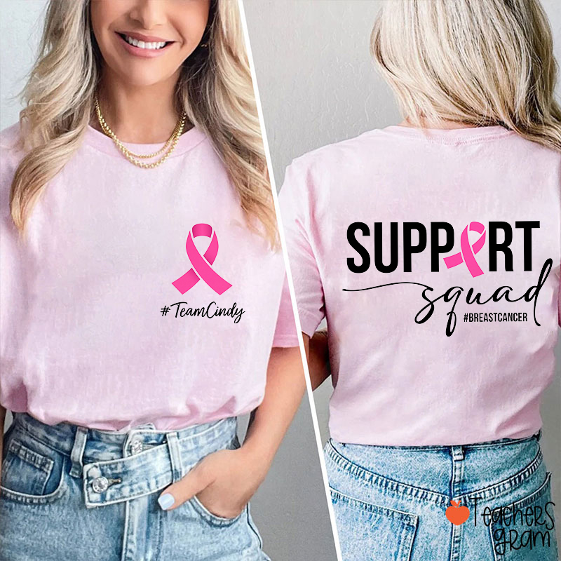 Personalized Breast Cancer Teacher Two Sided T-Shirt
