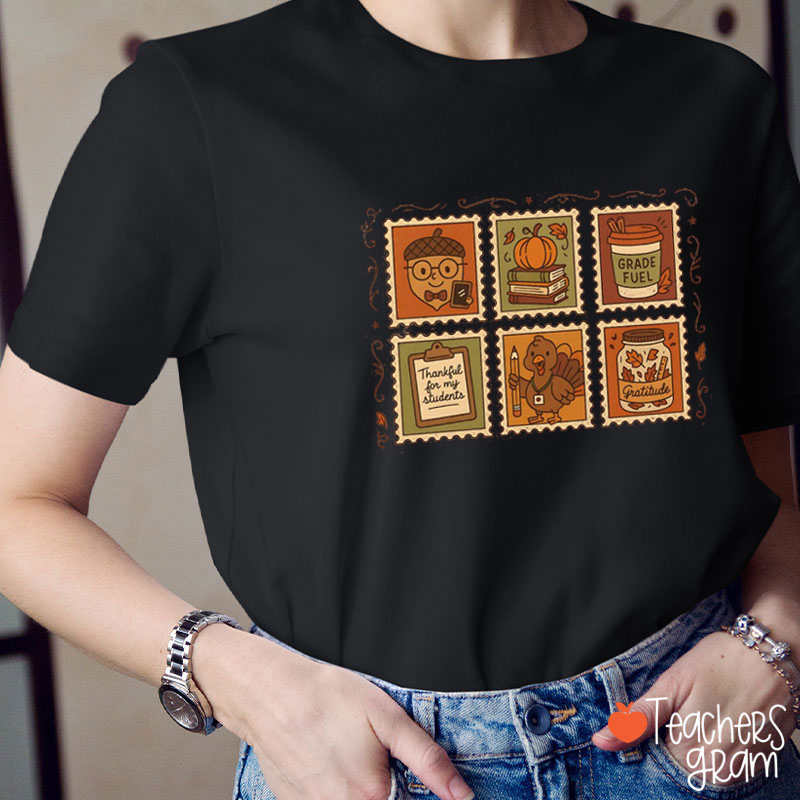 Retro Stamp Thankful For My Students Teacher T-Shirt