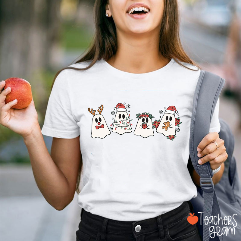 Cute Ghosts In Winter Teacher T-Shirt