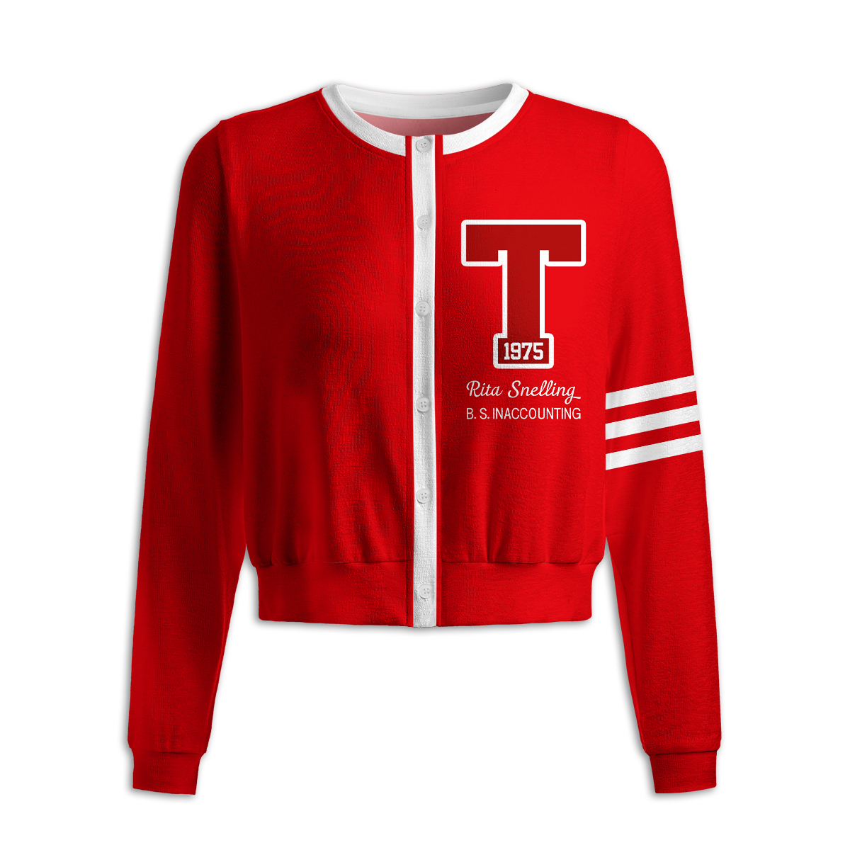 Personalized Letter Preppy Striped Teacher Ugly Cardigan Sweaters