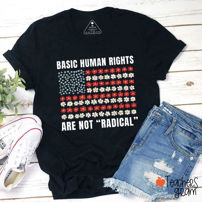 Basic Human Rights Are Not Radical Teacher T-Shirt