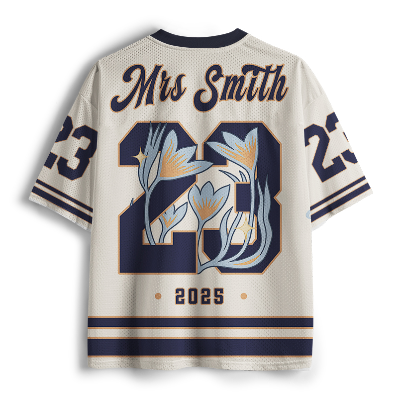 Personalized Name And Number Flowers Teacher Mesh Jersey