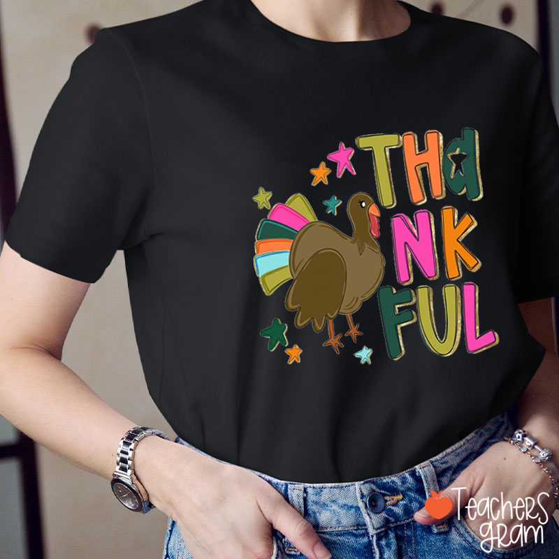 Preppy Thanksgiving Turkey Teacher T-shirt