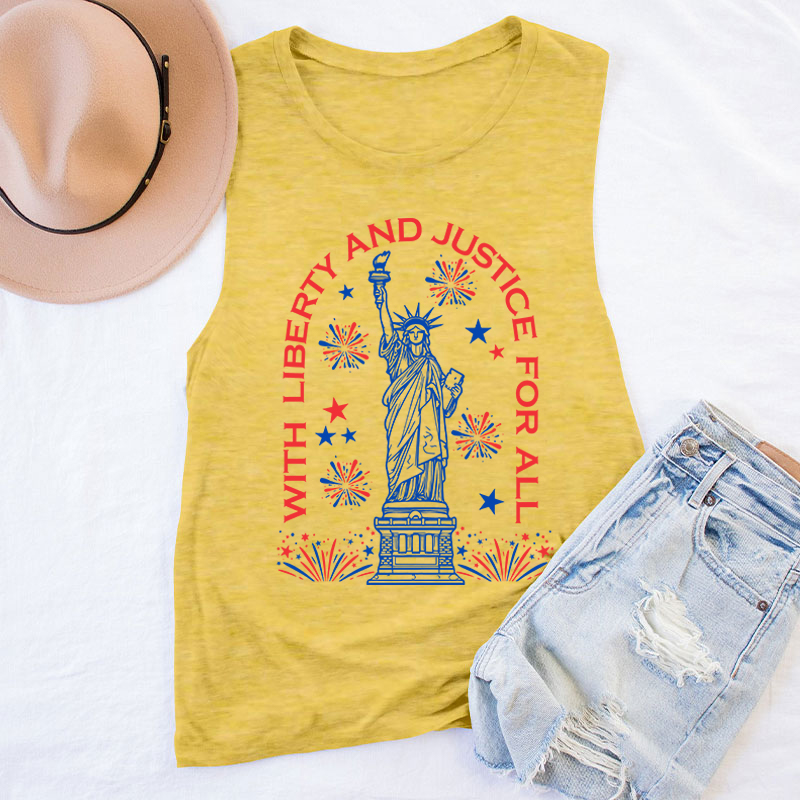 With Liberty And Justice For All Teacher Tank Top