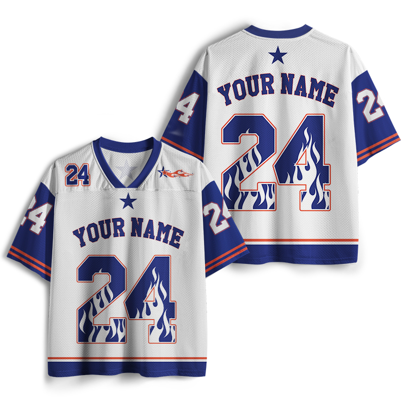 Personalized Name And Number Flame Silhouette Teacher Mesh Jersey