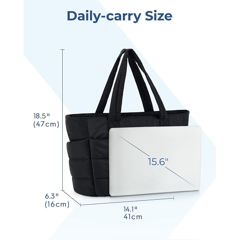 Personalized Name Cute Christmas Elements Teacher Puffy Tote Bag