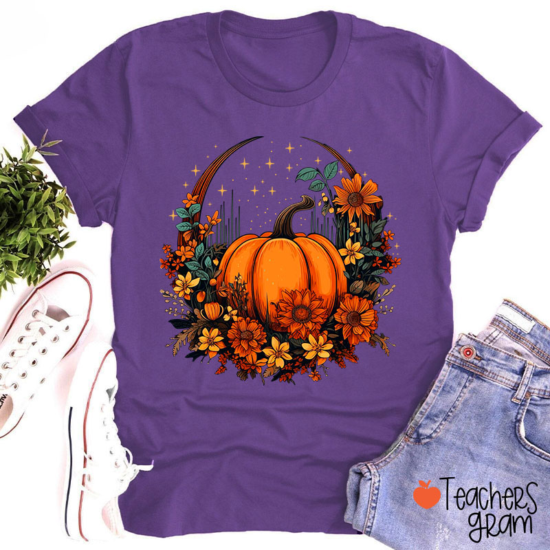 Fall Vibes Pumpkin Teacher T-Shirt