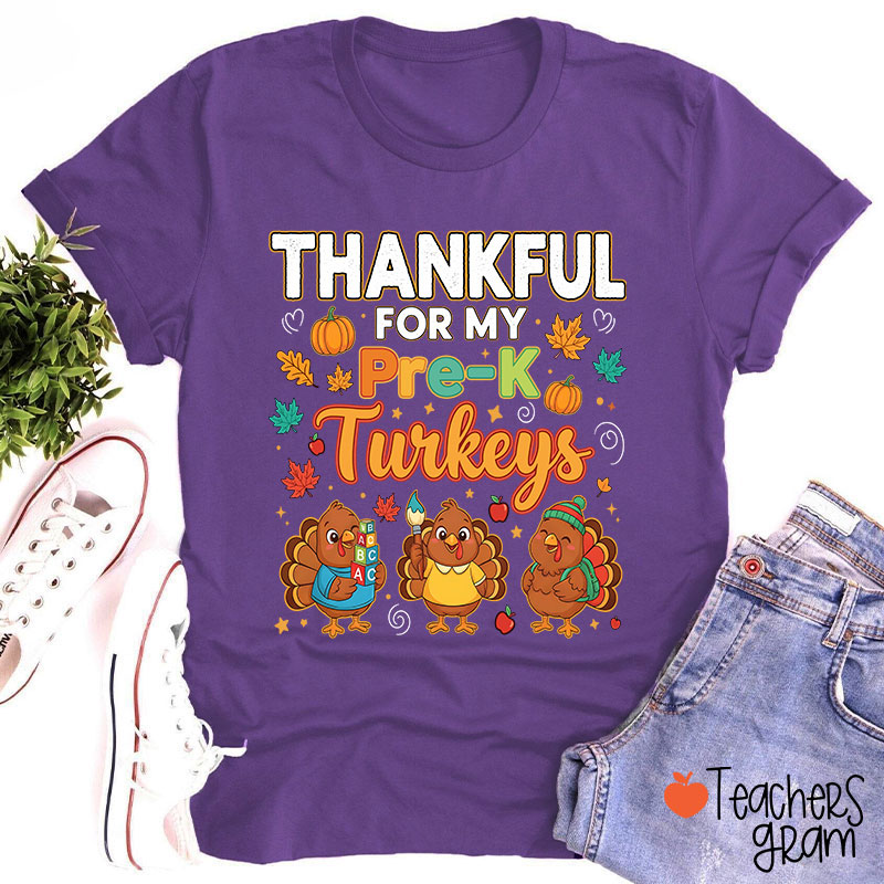 Personalized Grade Thankful For My Turkeys Teacher T-Shirt