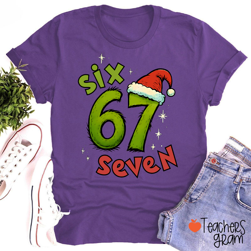 Six Seven Trending Christmas Teacher T-Shirt