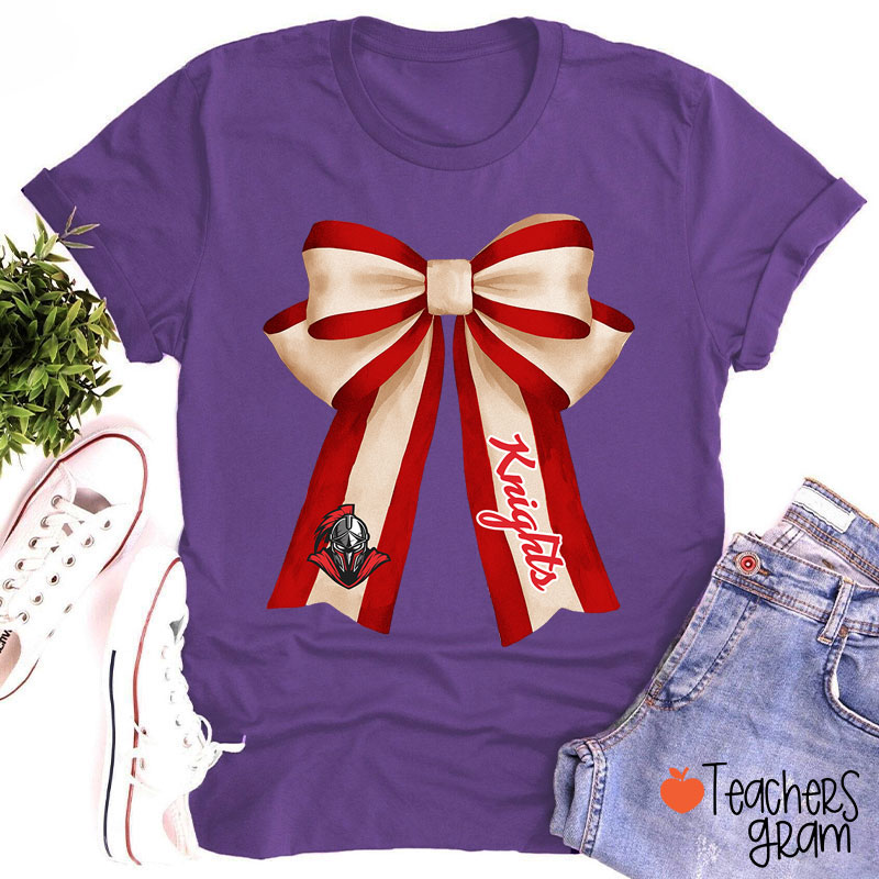 Personalized Mascot Coquette Bow Teacher T-Shirt