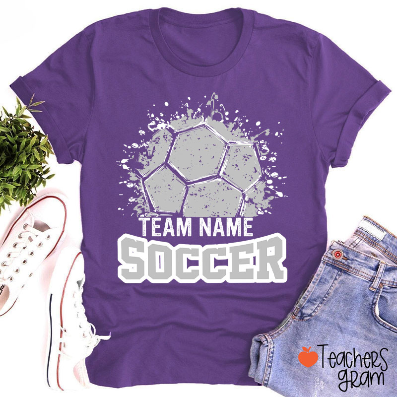 Personalized Team Name And Sport Splash Effect Teacher T-Shirt
