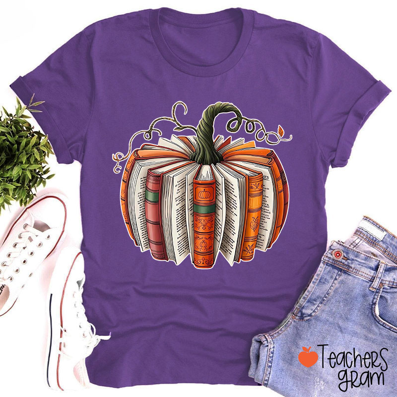 Pumpkin Book Teacher T-Shirt
