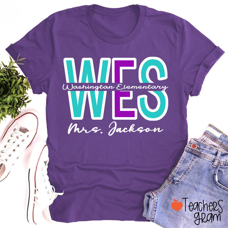 Personalized School Name Abbreviation School Color Teacher T-Shirt