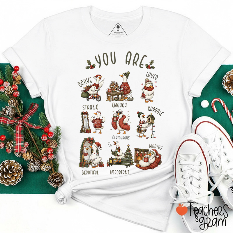 Cute Christmas Silly Goose Positive Quote Shirt Teacher T-Shirt
