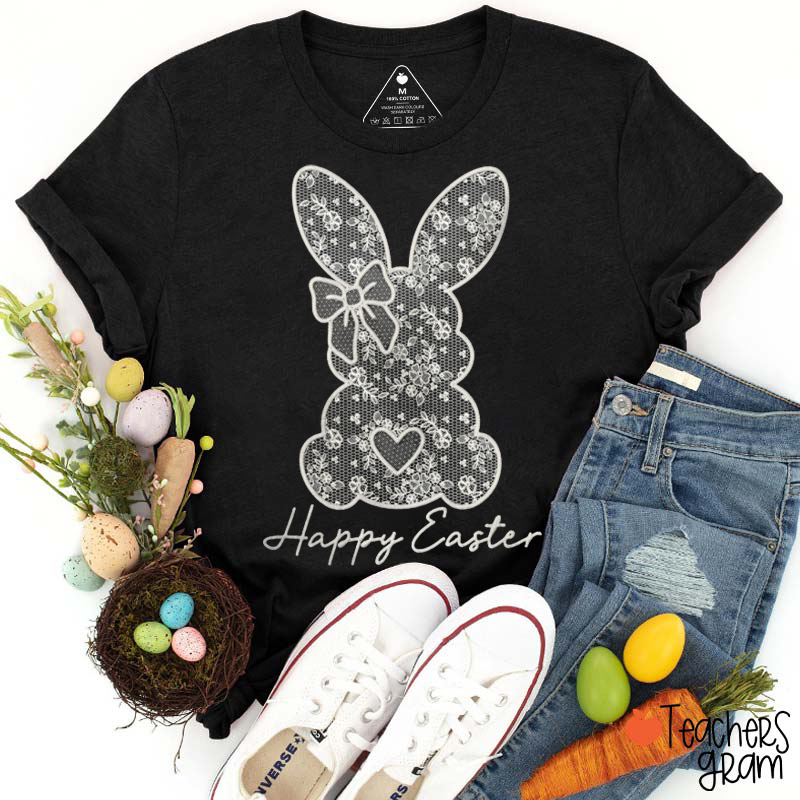 Happy Easter Heart Pattern T-Shirt