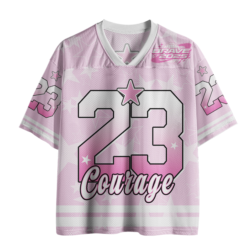 Personalized Team Name And Number Pink Star Teacher Mesh Jersey