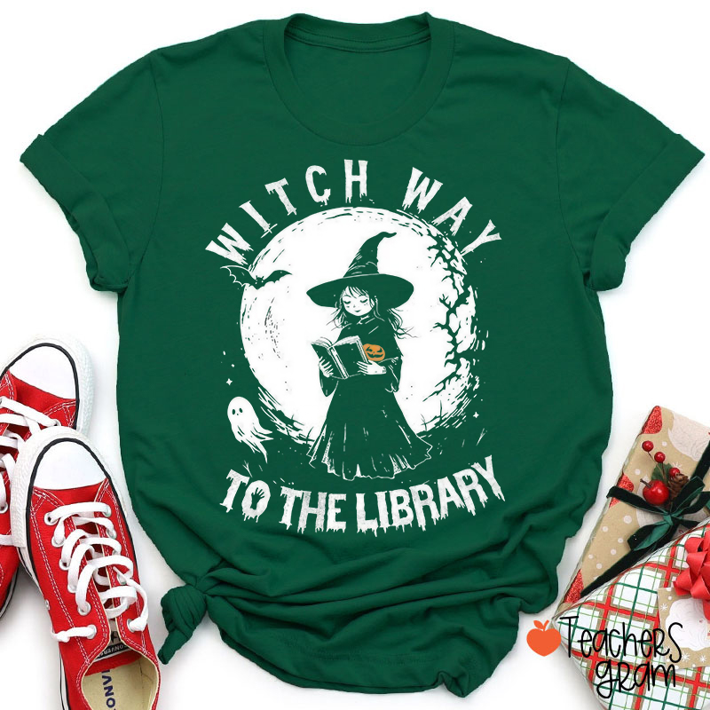 Witch Way To The Library Book Lover Halloween Teacher T-Shirt